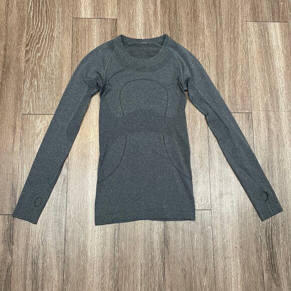 Lululemon Swiftly Tech Long Sleeve Crew Shirt Heathered Black Gray Hip Length 2 - Picture 12 of 16
